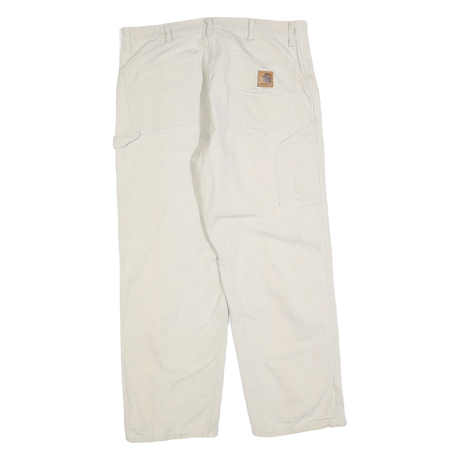 CARHARTT Mens Cotton Blend Cream Relaxed Straight Trousers W38 L30 Workwear