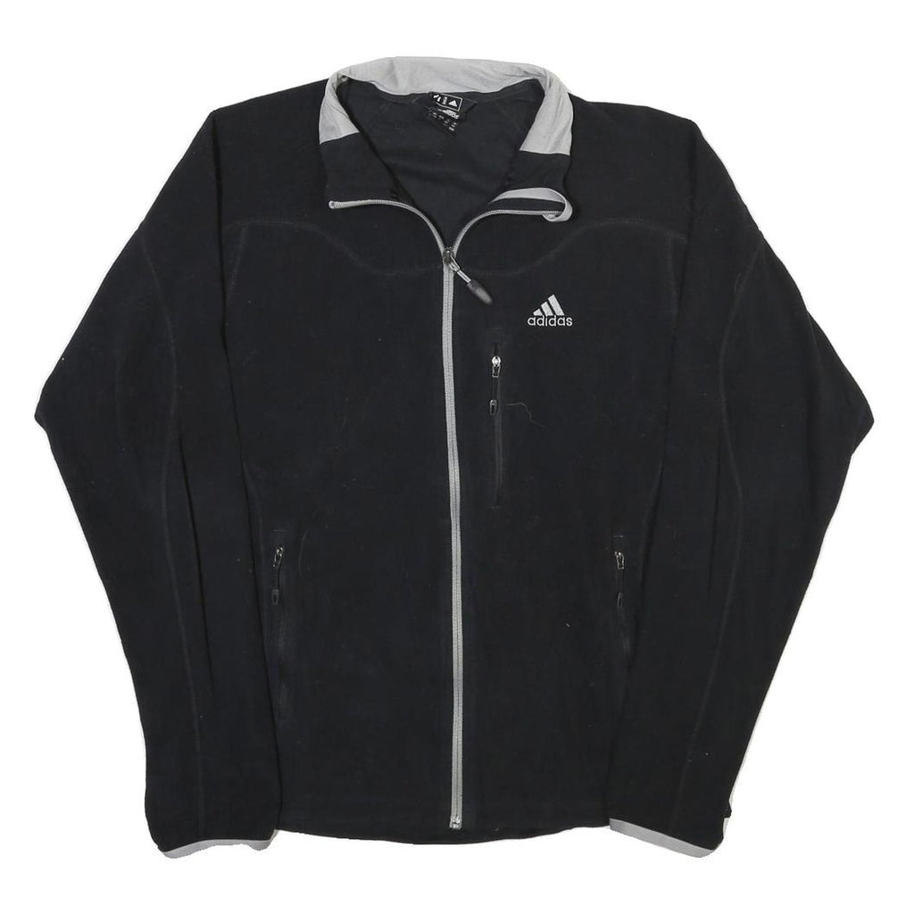 ADIDAS Mens Black & Grey Zip Jacket L Polyester Blend Sports Casual