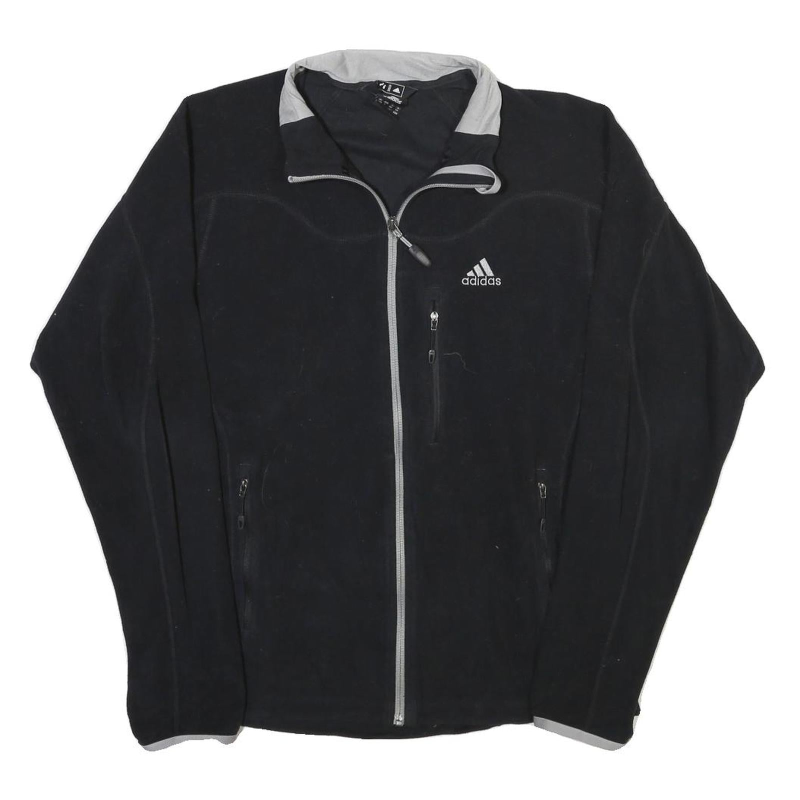 ADIDAS Mens Black & Grey Zip Jacket L Polyester Blend Sports Casual