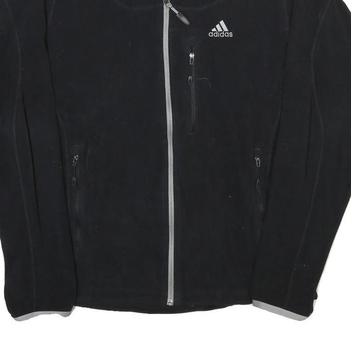 ADIDAS Mens Black & Grey Zip Jacket L Polyester Blend Sports Casual