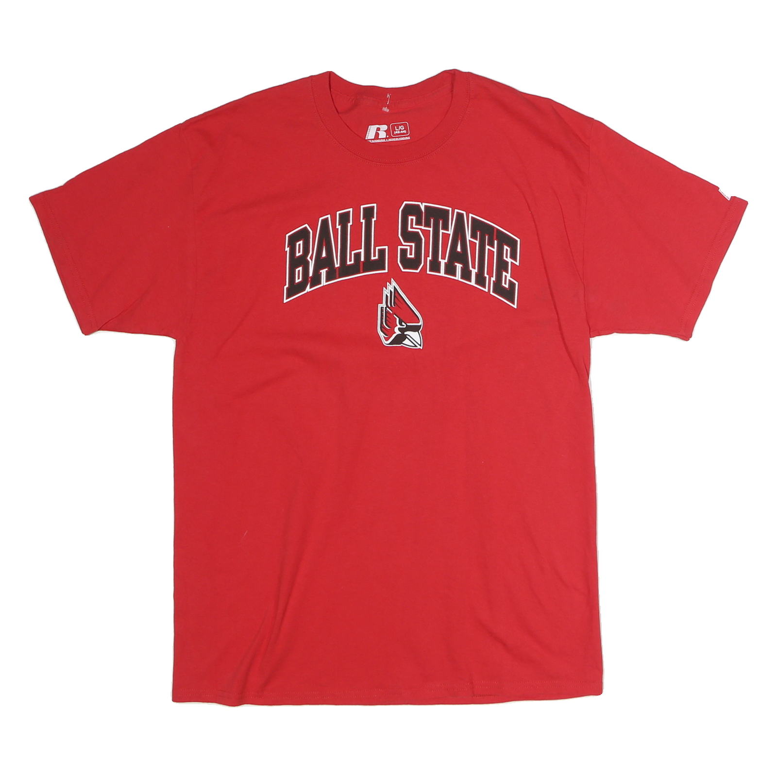 RUSSELL ATHLETIC Mens Red Ball State Graphic T-Shirt M Short Sleeve Crew Neck
