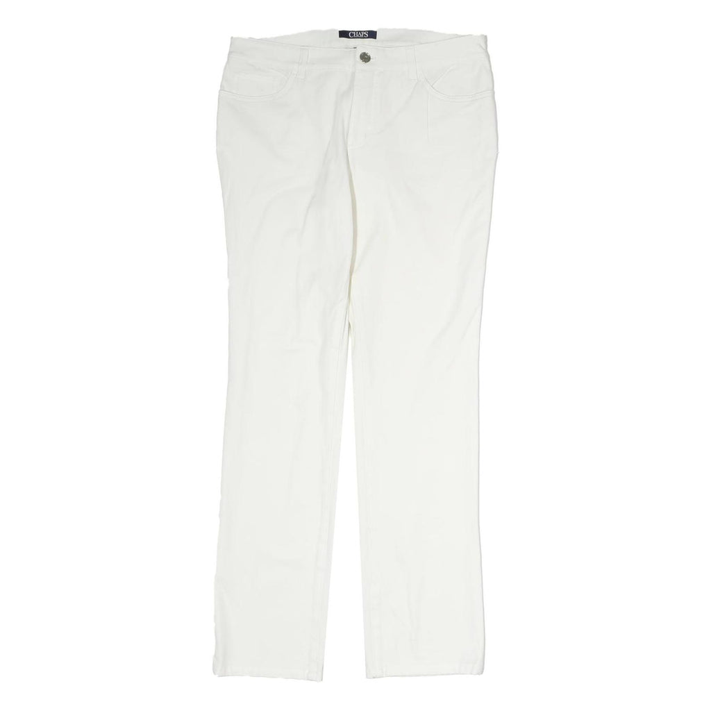 CHAPS Womens Cotton Blend White Slim Straight Trousers W32 L30 Casual Zip
