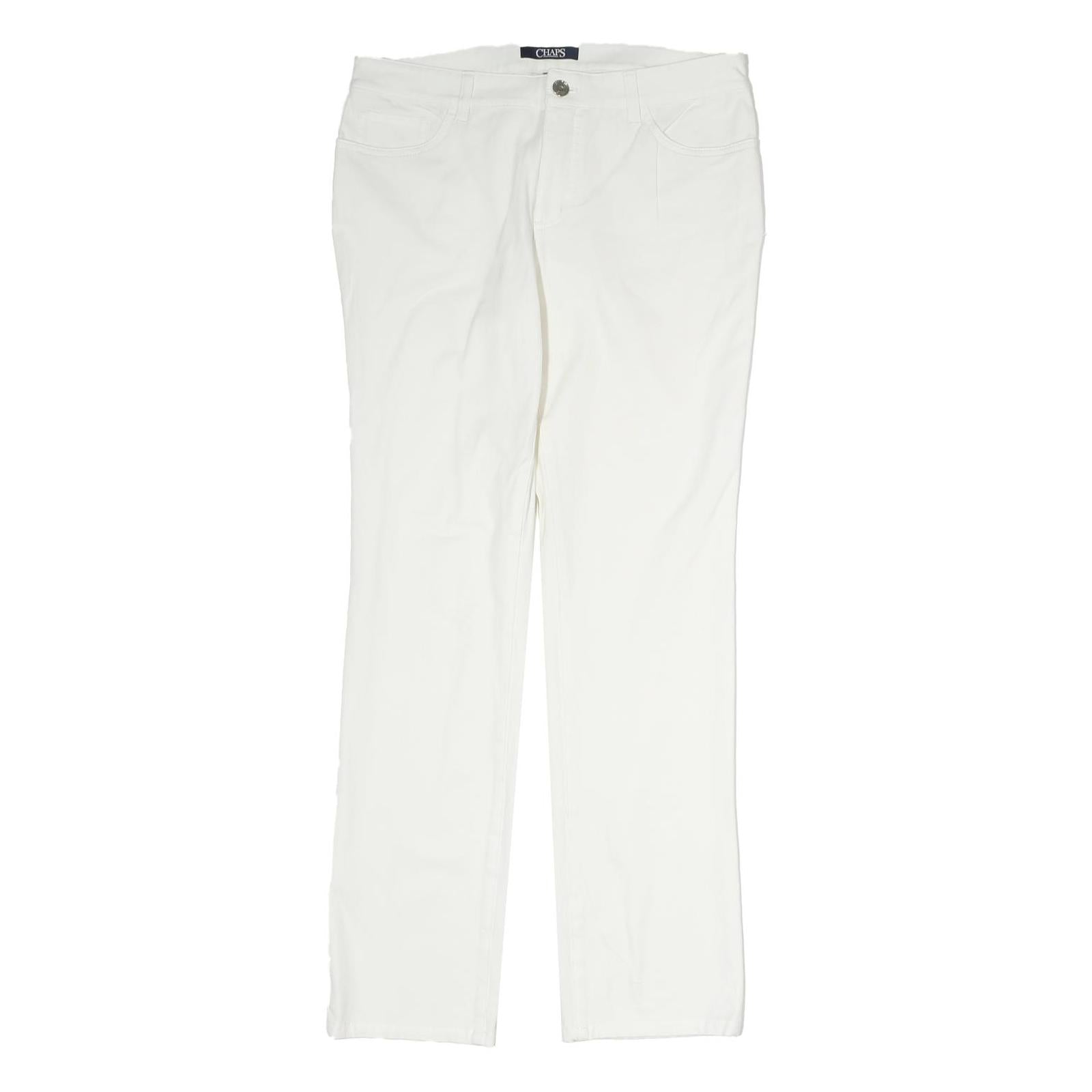 CHAPS Womens Cotton Blend White Slim Straight Trousers W32 L30 Casual Zip