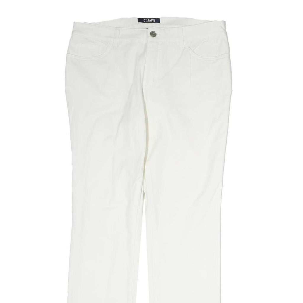 CHAPS Womens Cotton Blend White Slim Straight Trousers W32 L30 Casual Zip