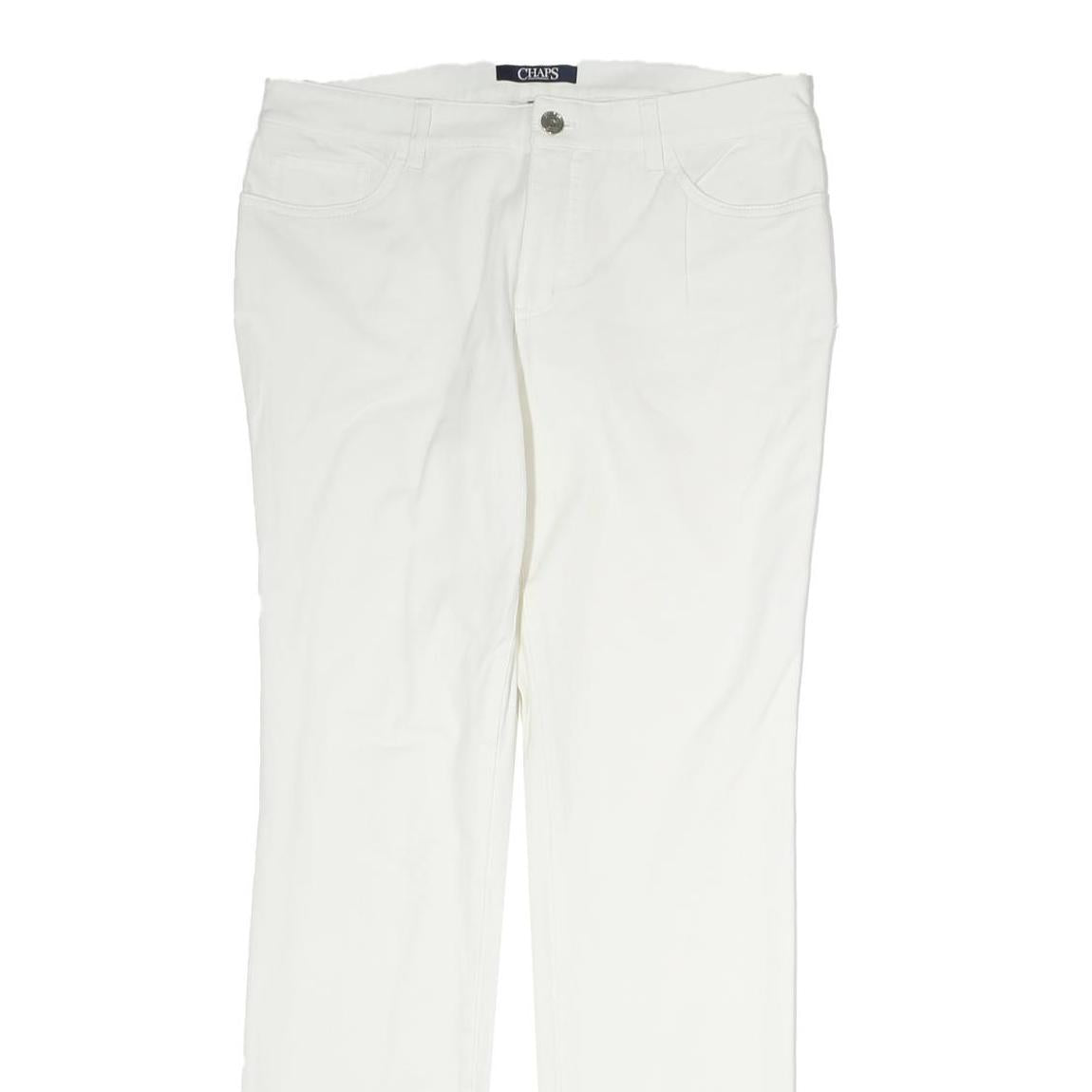 CHAPS Womens Cotton Blend White Slim Straight Trousers W32 L30 Casual Zip
