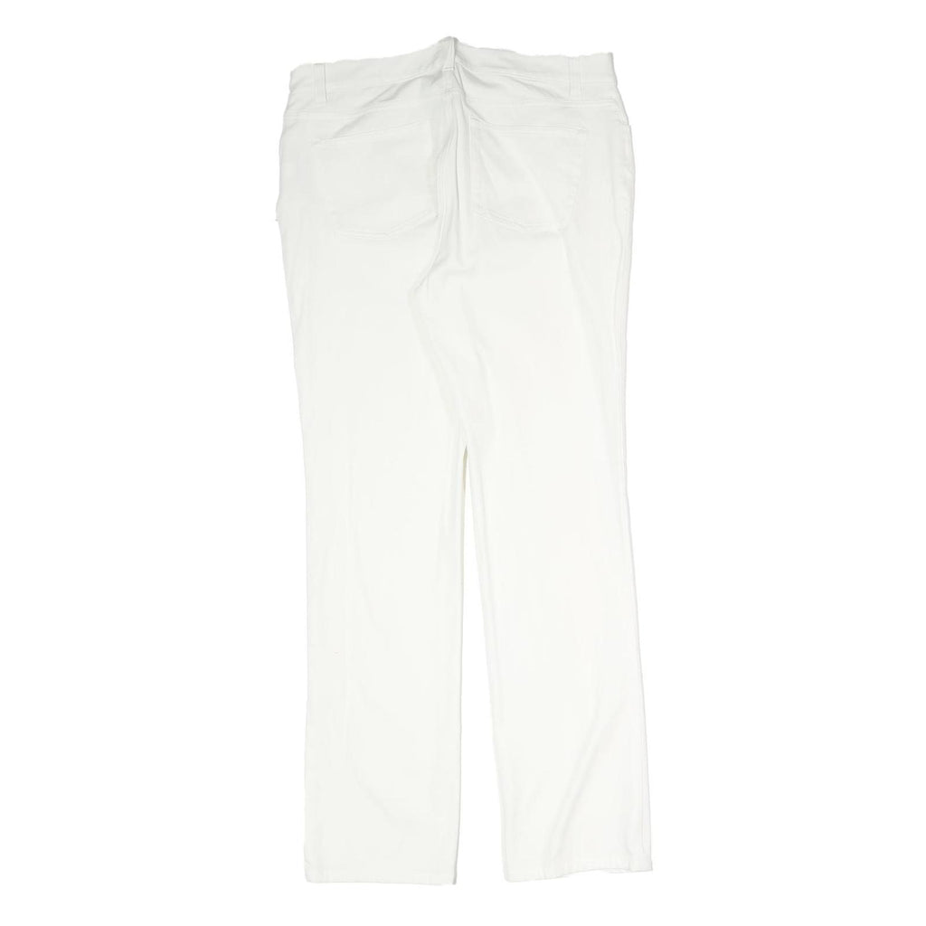 CHAPS Womens Cotton Blend White Slim Straight Trousers W32 L30 Casual Zip