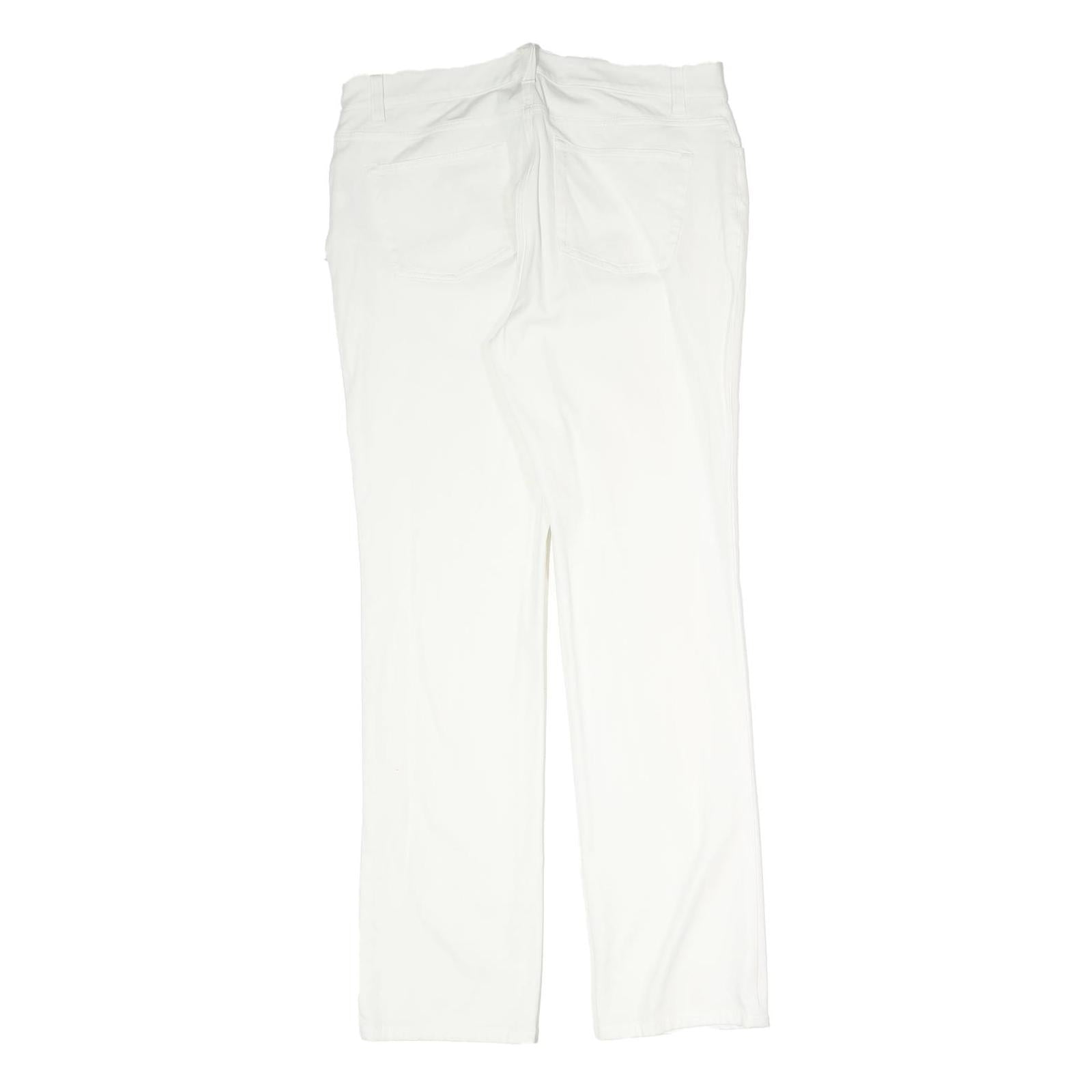 CHAPS Womens Cotton Blend White Slim Straight Trousers W32 L30 Casual Zip