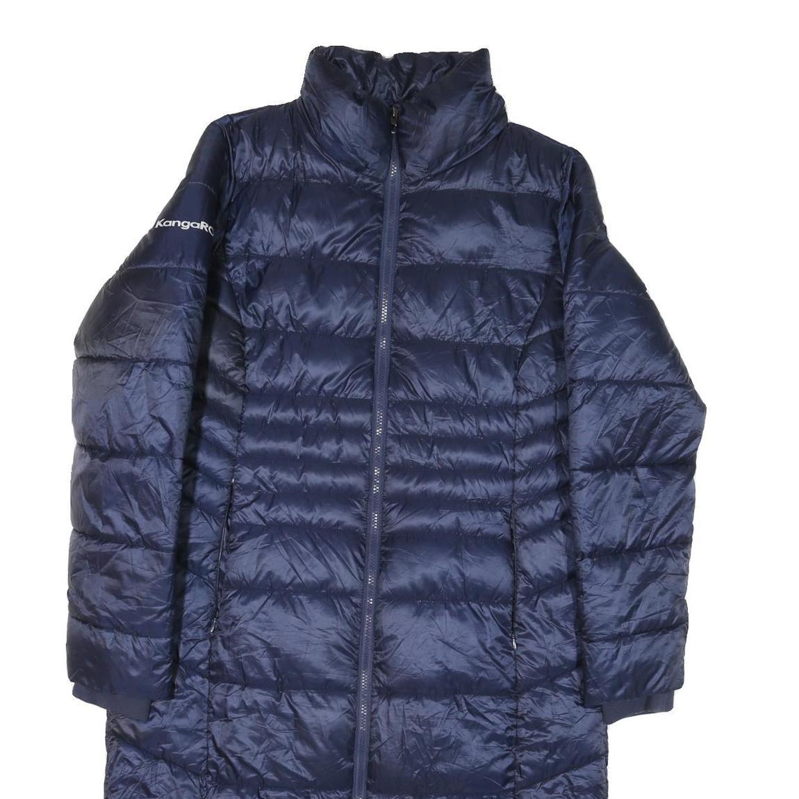 KANGAROOS Womens Navy Blue Puffer Jacket L Polyester Blend Long Sleeve Zip Coat
