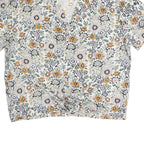 ONEILL Womens White Floral Print Shirt Short Sleeve V-Neck L Cotton Blend