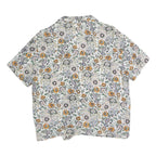 ONEILL Womens White Floral Print Shirt Short Sleeve V-Neck L Cotton Blend