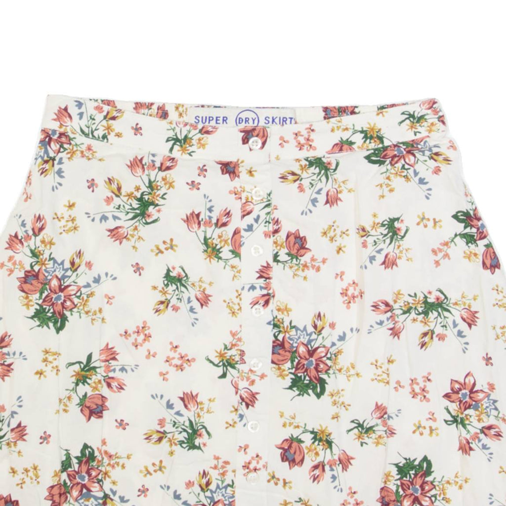 SUPERDRY Womens Straight Skirt Cream Short Floral XS