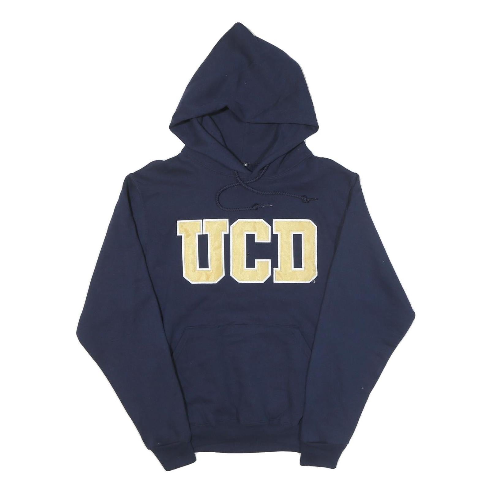 Mens Navy Blue UCD Cotton Blend Pullover Hoodie S Casual Sweatshirt