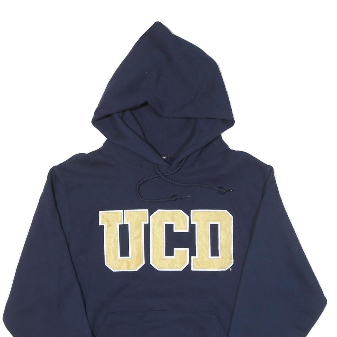 Mens Navy Blue UCD Cotton Blend Pullover Hoodie S Casual Sweatshirt