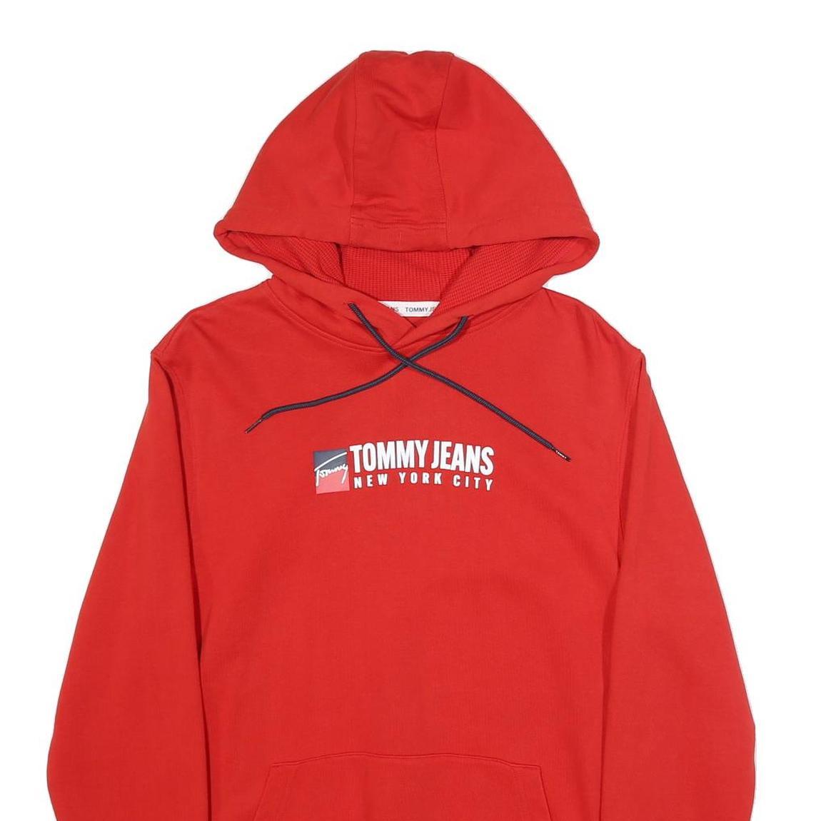 TOMMY JEANS Mens Red Hoodie S Tommy Jeans New York City Graphic Pullover