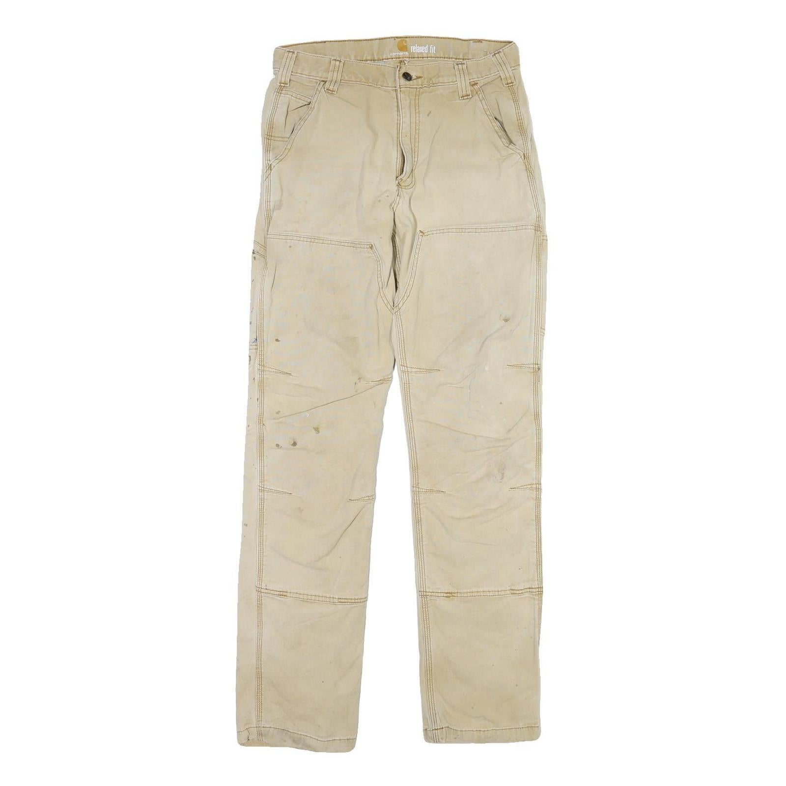 CARHARTT Mens Cotton Blend Beige Regular Fit Button Closure W32 L34 Trousers