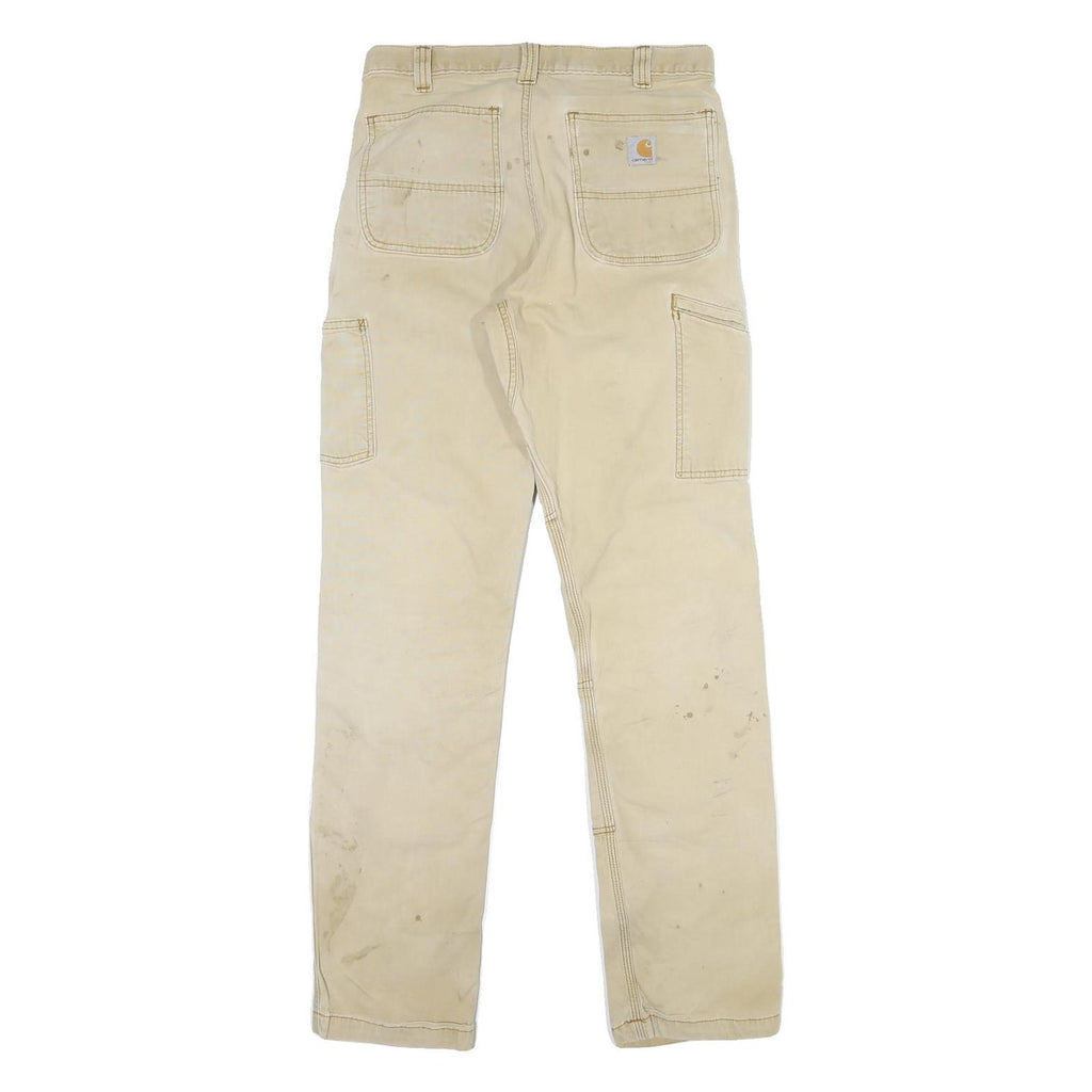 CARHARTT Mens Cotton Blend Beige Regular Fit Button Closure W32 L34 Trousers