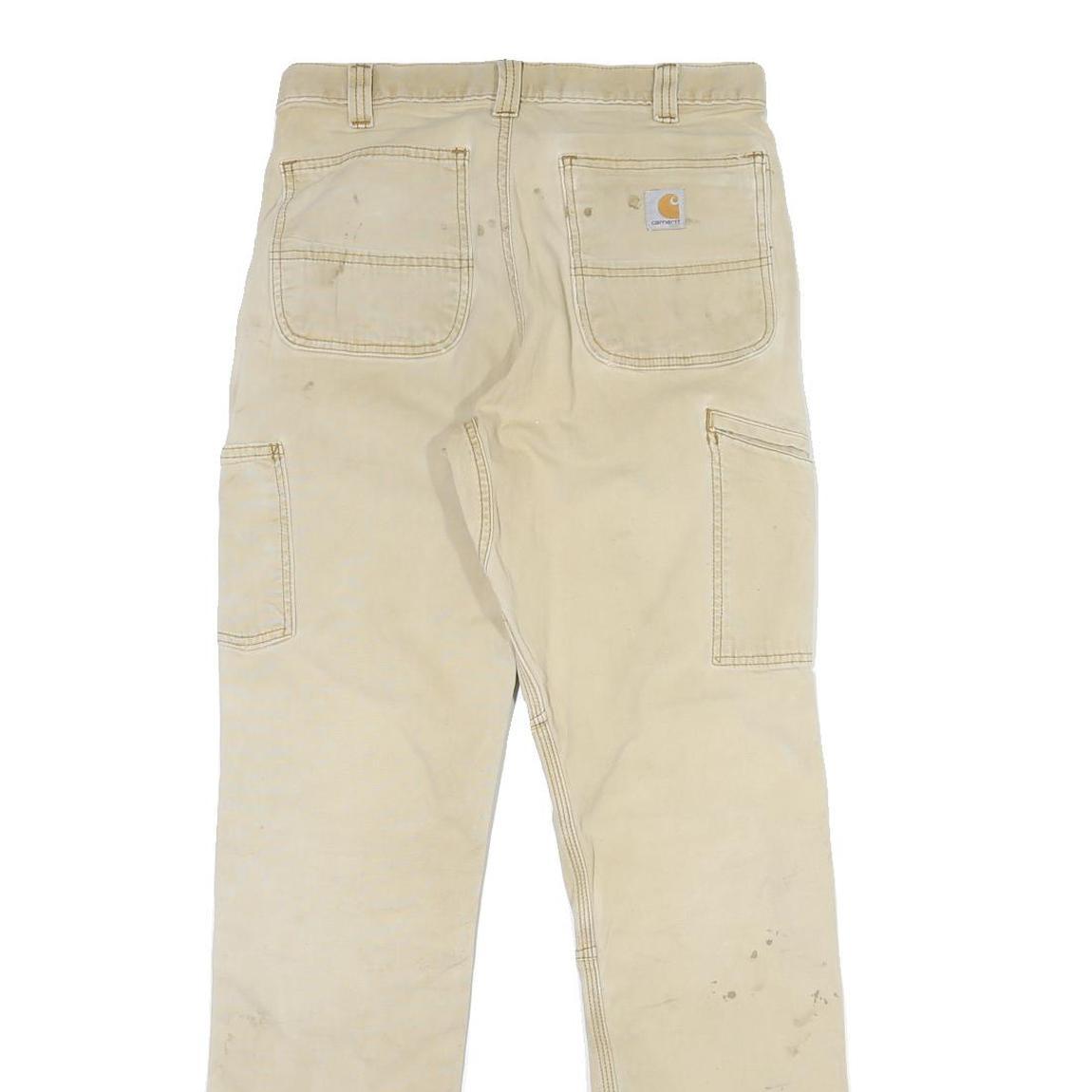 CARHARTT Mens Cotton Blend Beige Regular Fit Button Closure W32 L34 Trousers