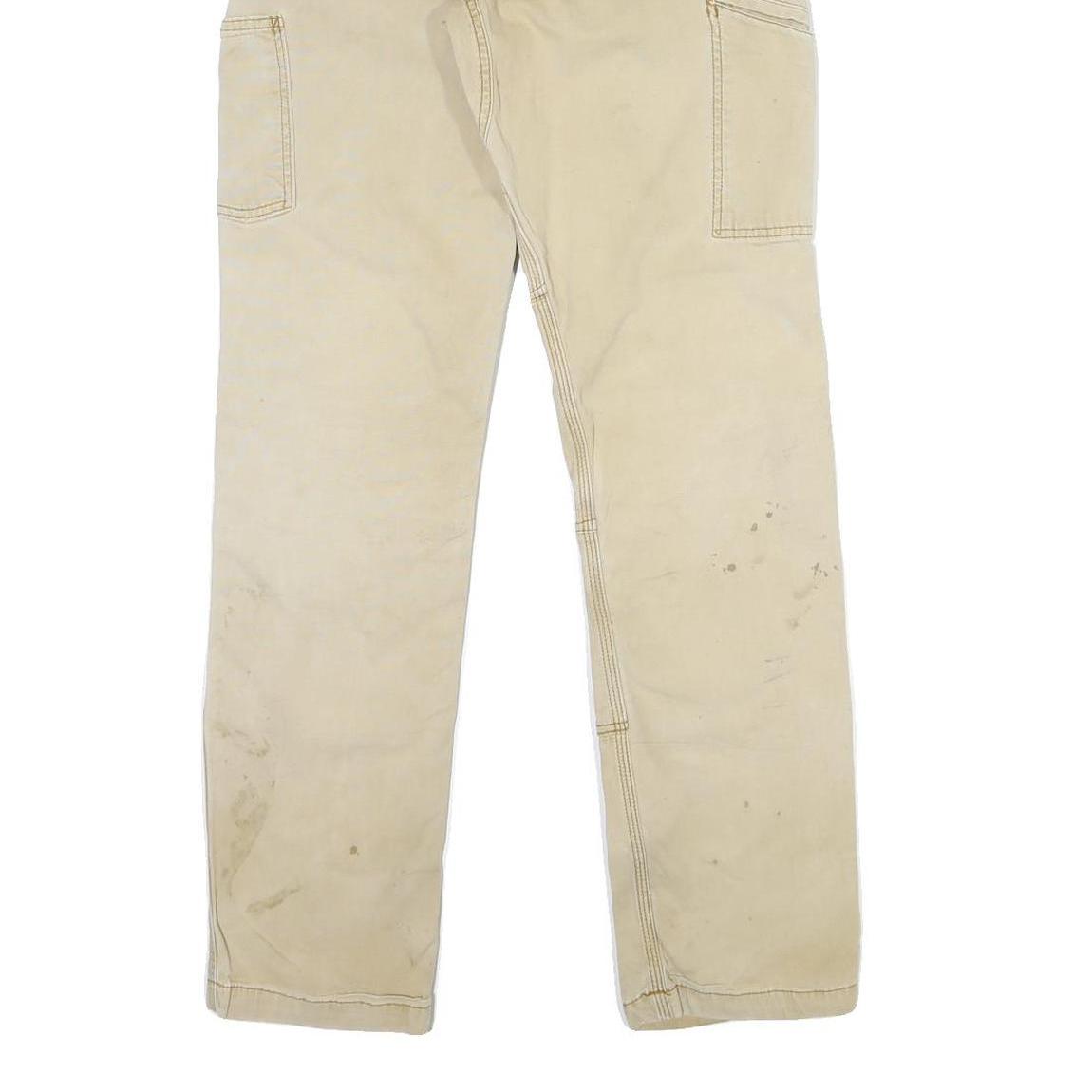 CARHARTT Mens Cotton Blend Beige Regular Fit Button Closure W32 L34 Trousers