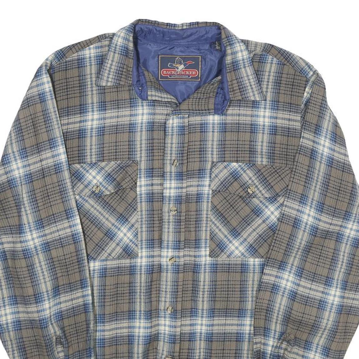 BACK PACKER Mens Beige & Blue Check Shirt M Classic Casual Button-Up