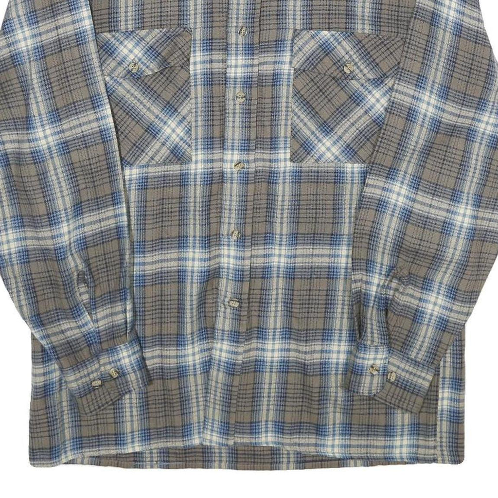 BACK PACKER Mens Beige & Blue Check Shirt M Classic Casual Button-Up