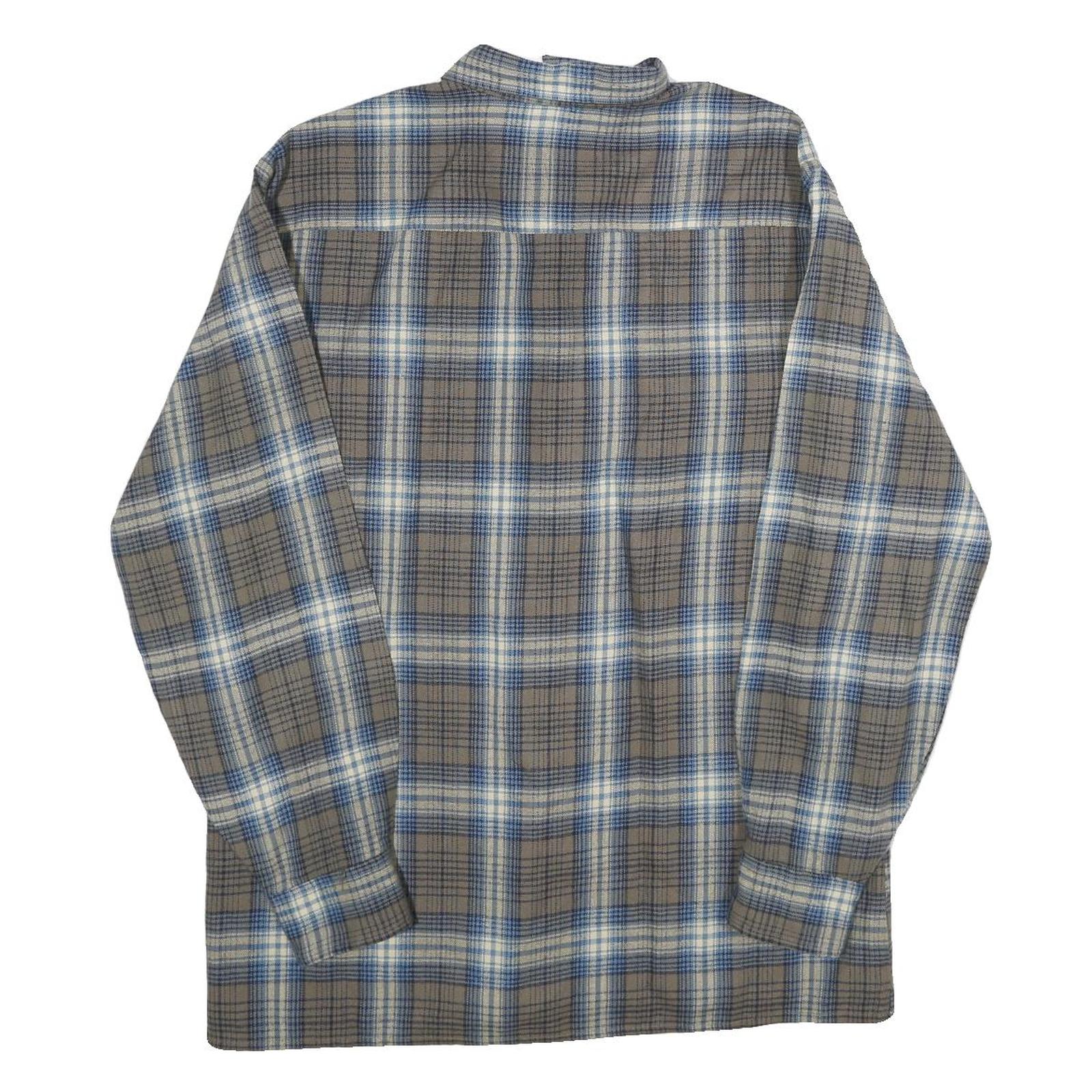 BACK PACKER Mens Beige & Blue Check Shirt M Classic Casual Button-Up