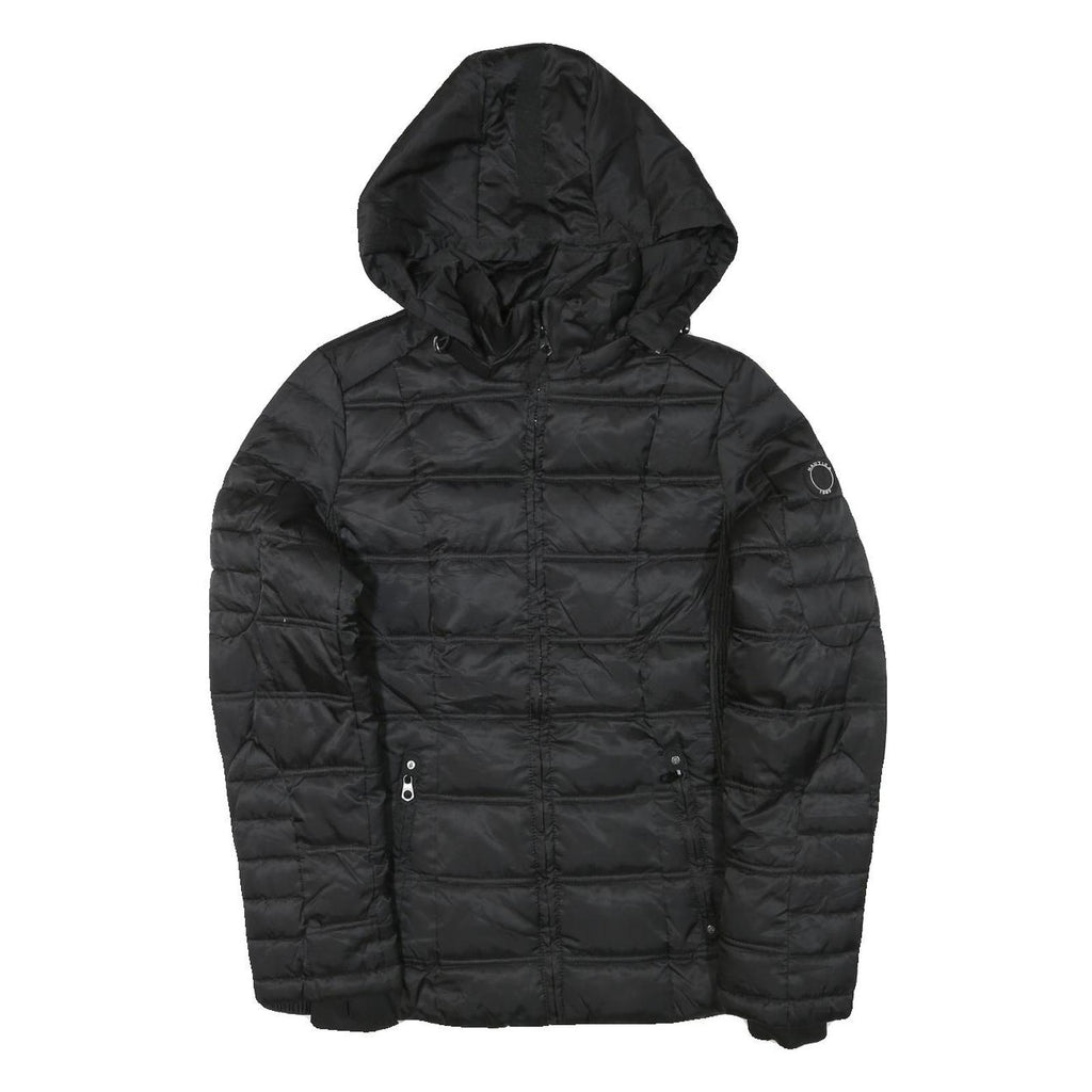 NAUTICA Womens Black Quilted Jacket M Polyester Blend Zip Hooded Lightweight
