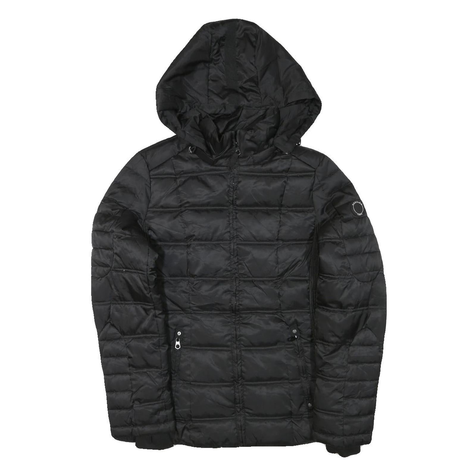 NAUTICA Womens Black Quilted Jacket M Polyester Blend Zip Hooded Lightweight