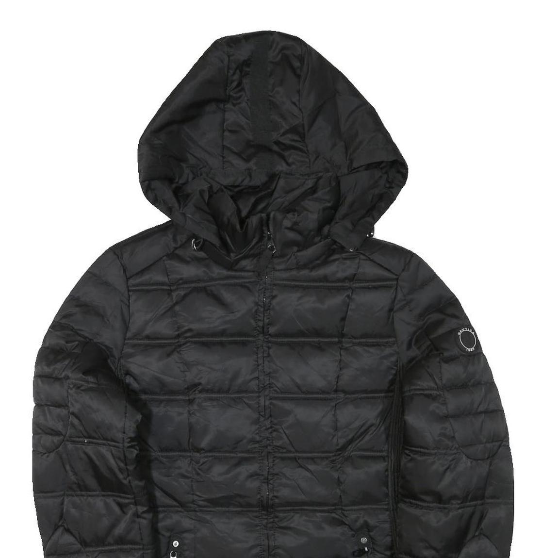 NAUTICA Womens Black Quilted Jacket M Polyester Blend Zip Hooded Lightweight