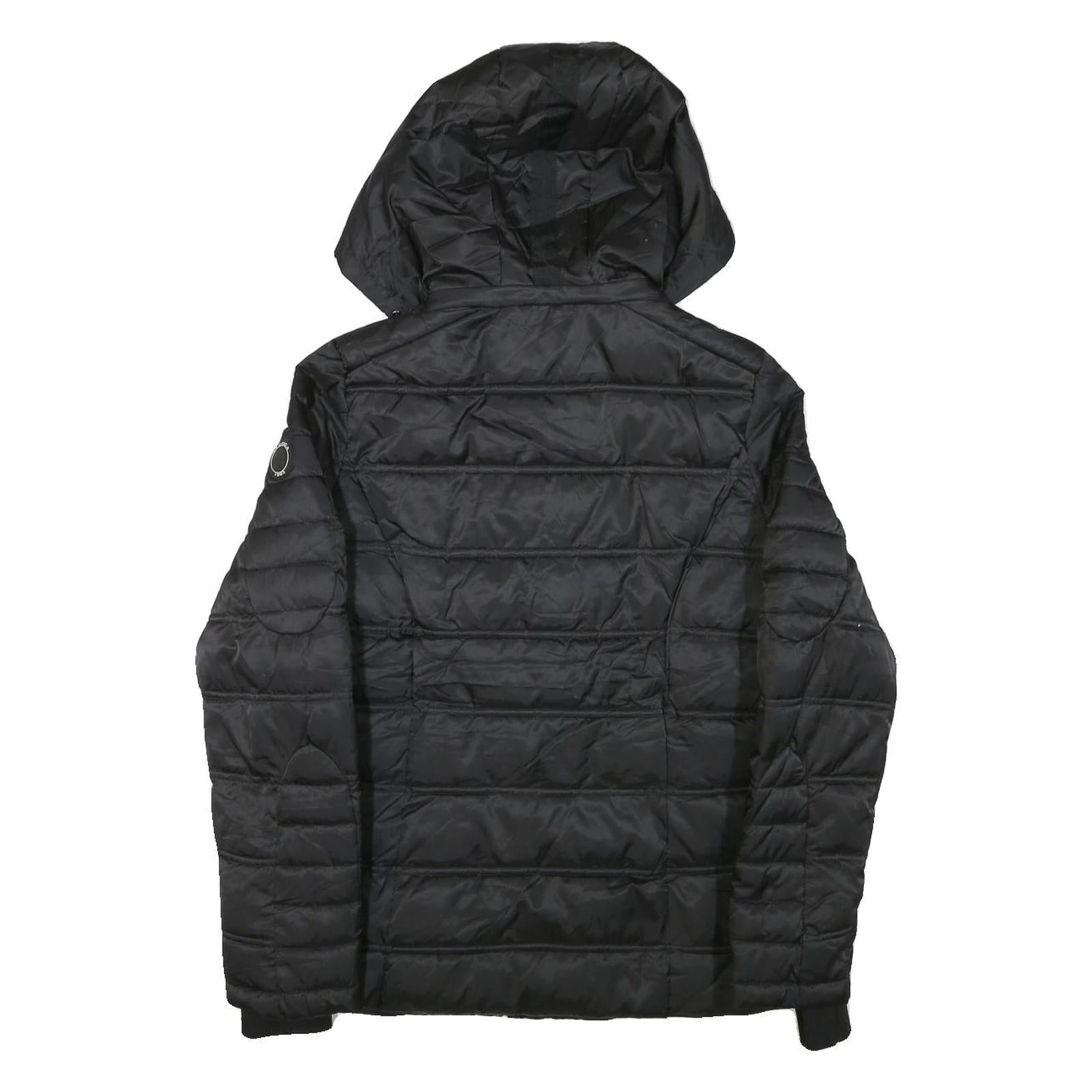 NAUTICA Womens Black Quilted Jacket M Polyester Blend Zip Hooded Lightweight