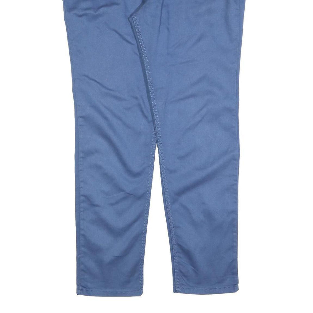 WALLPOLO Mens Cotton Blend Blue Slim Tapered Trousers W40 L32 Stylish Casual