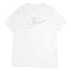 NIKE Mens White Colourful Logo Graphic T-Shirt L Short Sleeve Crew Neck