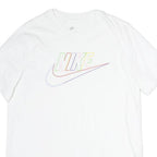 NIKE Mens White Colourful Logo Graphic T-Shirt L Short Sleeve Crew Neck