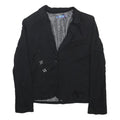 DESIGUAL Womens Black Visocose Blend Jacket S Button Floral Lined Stylish