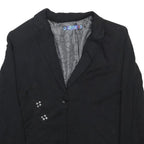 DESIGUAL Womens Black Visocose Blend Jacket S Button Floral Lined Stylish