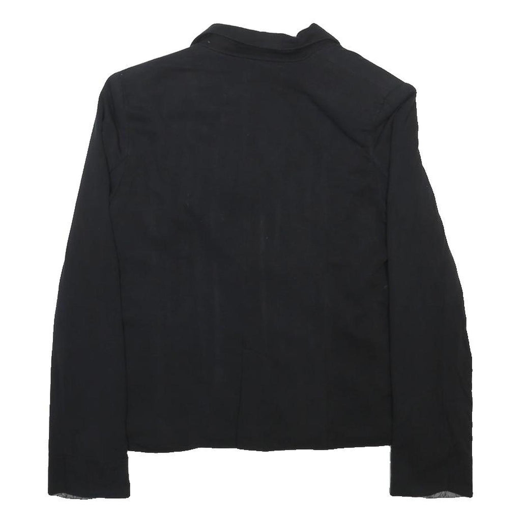 DESIGUAL Womens Black Visocose Blend Jacket S Button Floral Lined Stylish