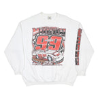 LEE Mens White Donnie Moran 99 Racing Pullover Sweatshirt 2XL Cotton Blend