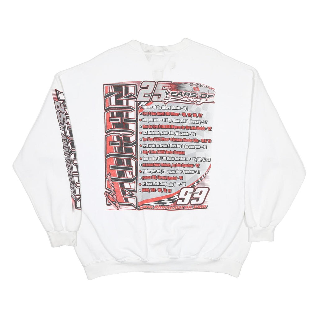 LEE Mens White Donnie Moran 99 Racing Pullover Sweatshirt 2XL Cotton Blend