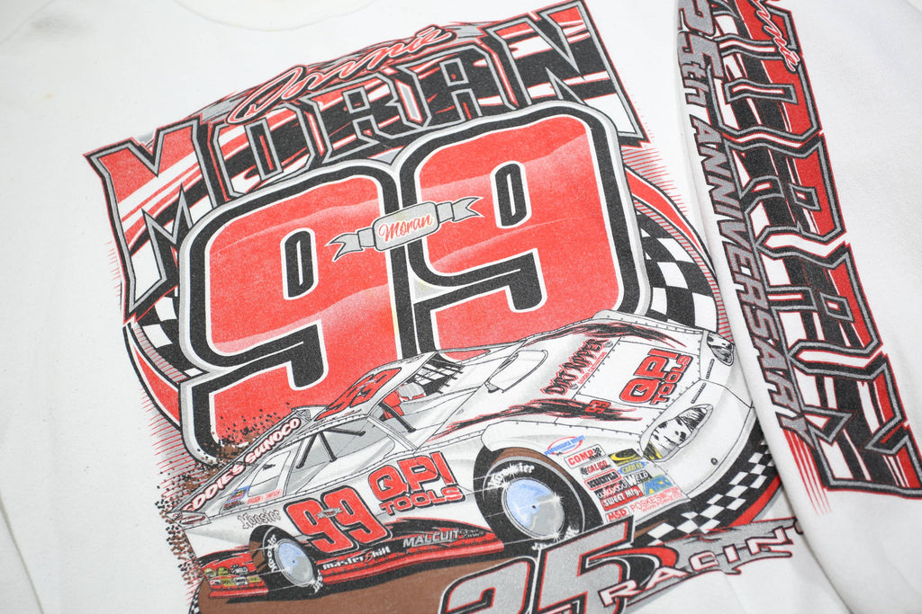 LEE Mens White Donnie Moran 99 Racing Pullover Sweatshirt 2XL Cotton Blend