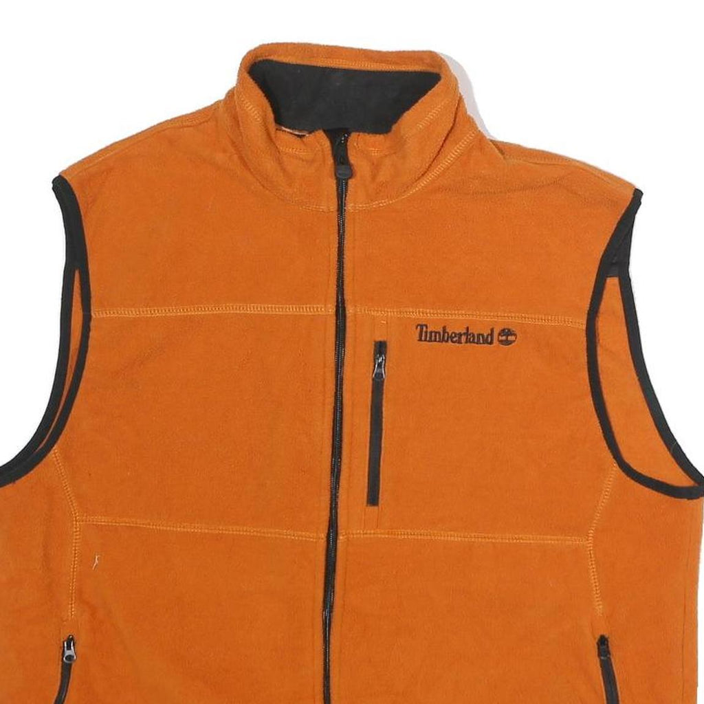 TIMBERLAND Mens Orange Sleeveless Zip Fleece Jacket M Polyester Outdoor Casual