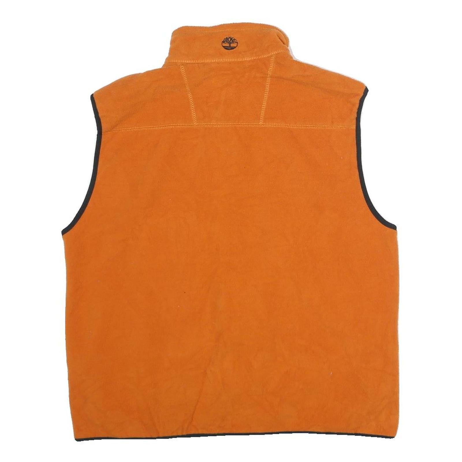 TIMBERLAND Mens Orange Sleeveless Zip Fleece Jacket M Polyester Outdoor Casual