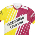 SMS Mens Yellow & Maroon Graphic T-Shirt S Short Sleeve 1/4 Zip Cycling Jersey