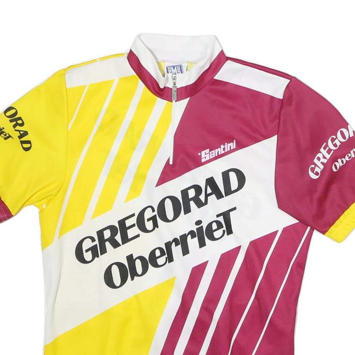 SMS Mens Yellow & Maroon Graphic T-Shirt S Short Sleeve 1/4 Zip Cycling Jersey