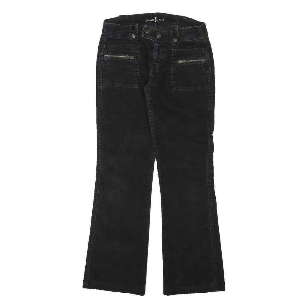 7 FOR ALL MANKIND Womens Regular Fit Black Straight Trousers W30 L30 Zip Cotton