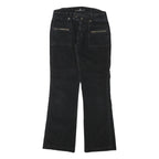 7 FOR ALL MANKIND Womens Regular Fit Black Straight Trousers W30 L30 Zip Cotton