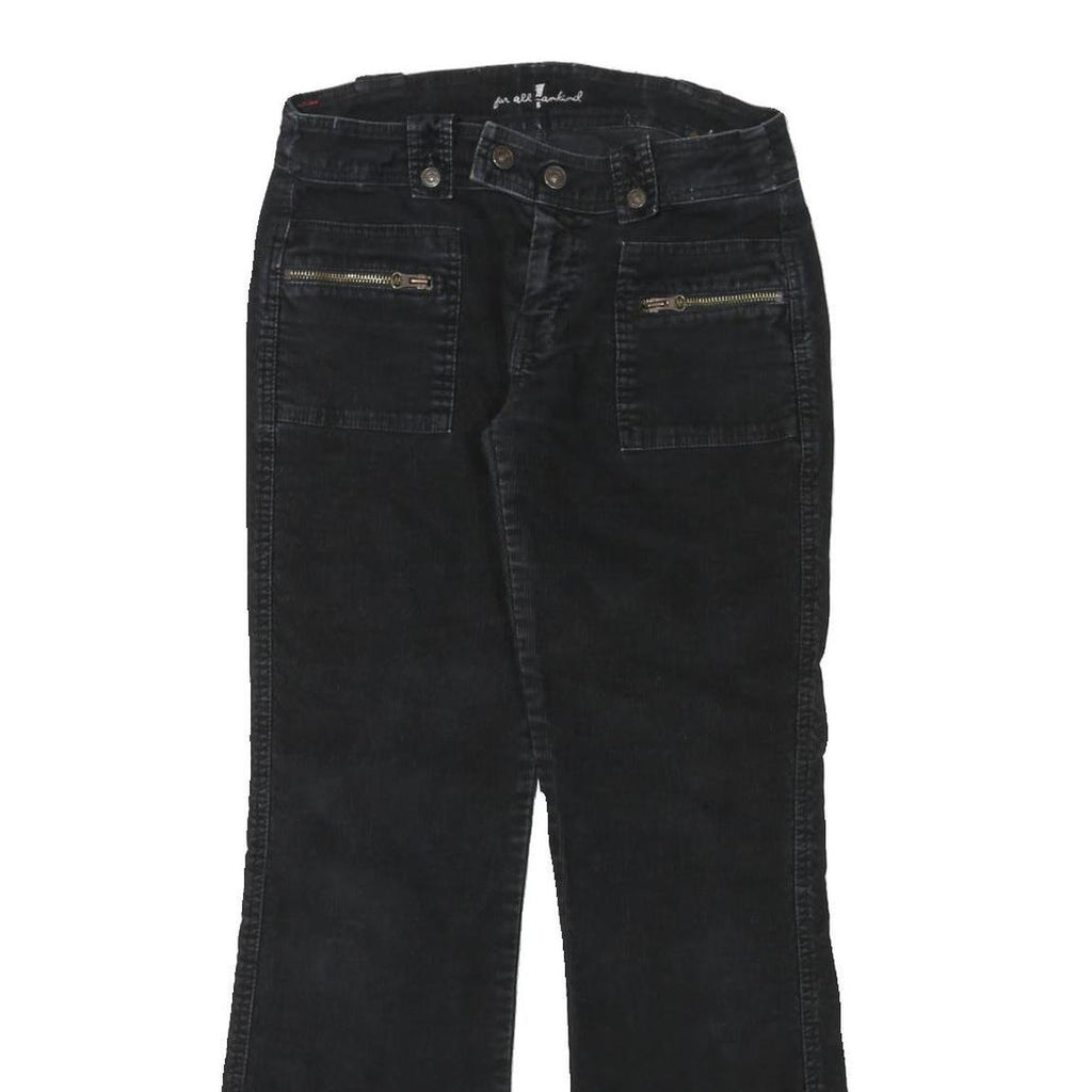 7 FOR ALL MANKIND Womens Regular Fit Black Straight Trousers W30 L30 Zip Cotton