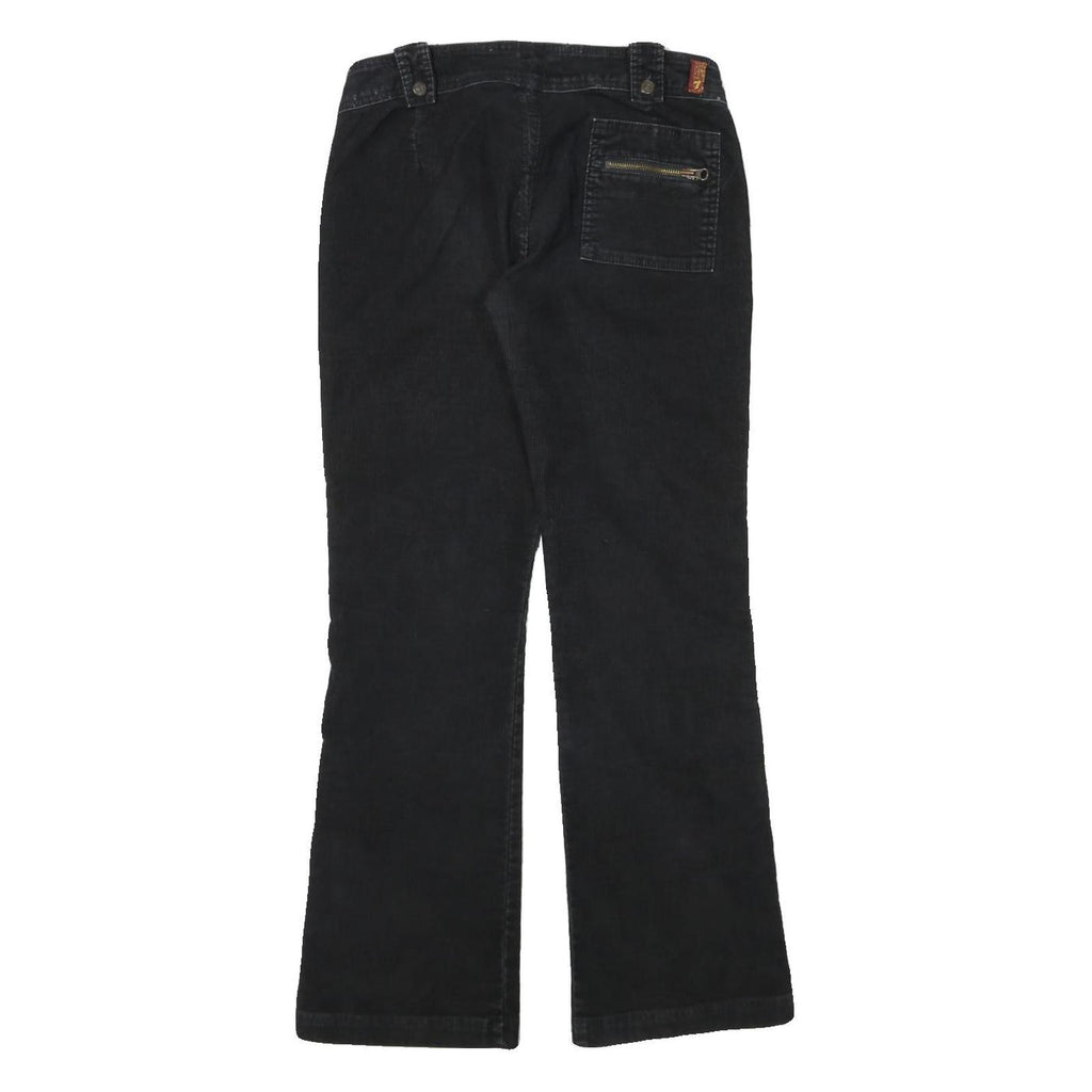 7 FOR ALL MANKIND Womens Regular Fit Black Straight Trousers W30 L30 Zip Cotton