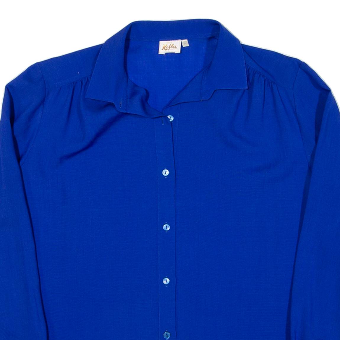 Womens Plain Shirt Blue Long Sleeve M