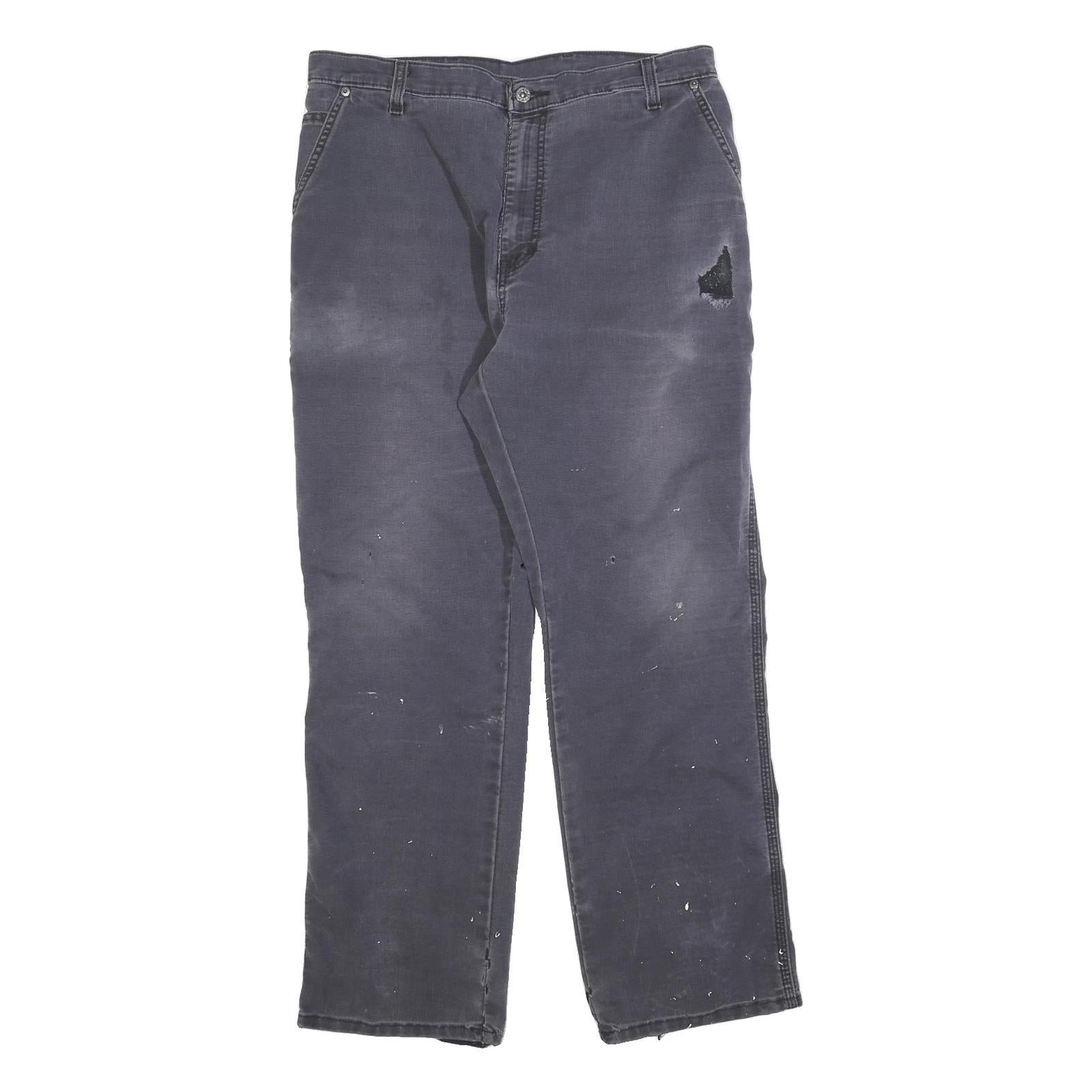 DICKIES Mens Cotton Blend Black Regular Leg Trousers W35 L32 Workwear Zip