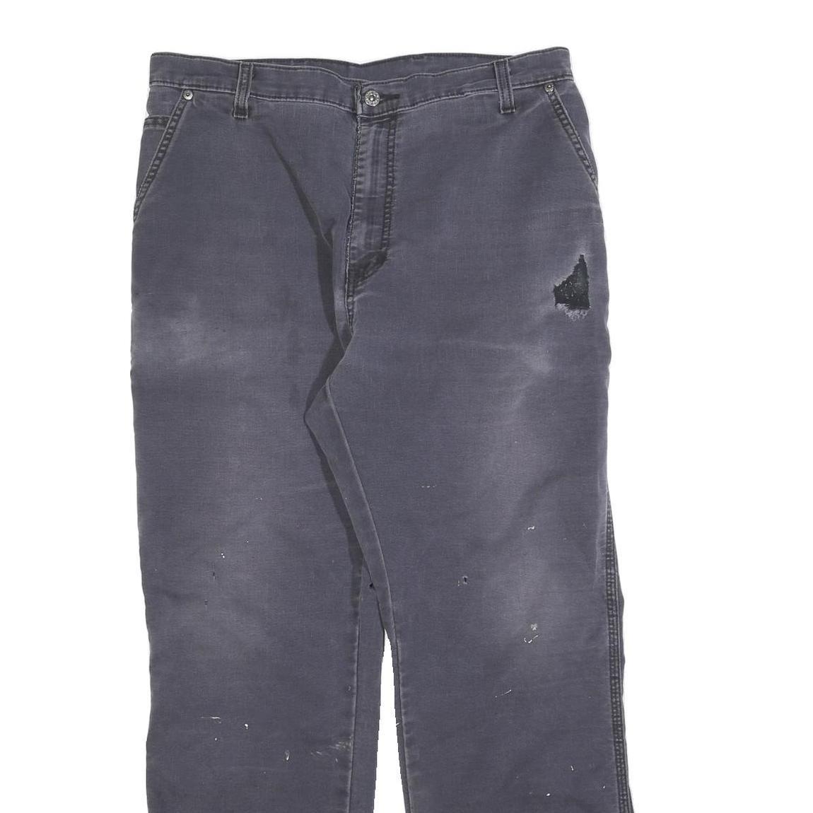 DICKIES Mens Cotton Blend Black Regular Leg Trousers W35 L32 Workwear Zip