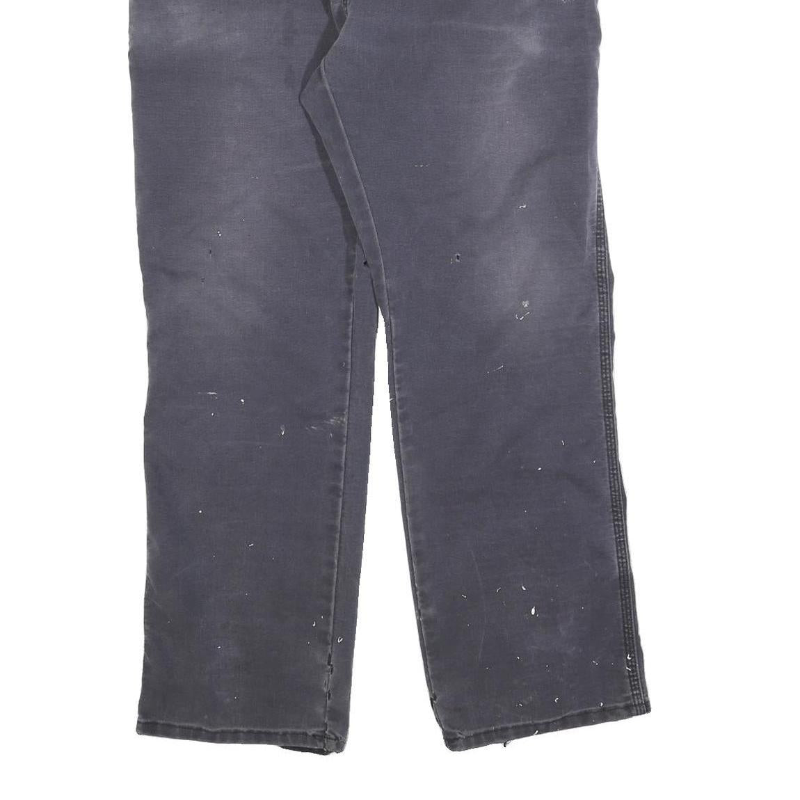 DICKIES Mens Cotton Blend Black Regular Leg Trousers W35 L32 Workwear Zip